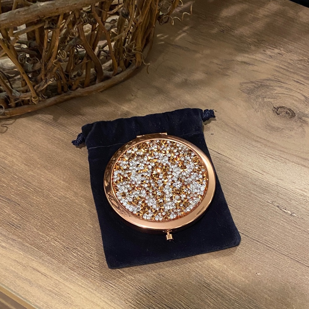 Sparkling Rose Gold Compact Mirror